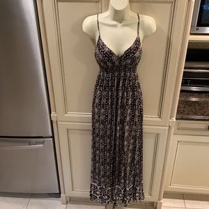 Bloomingdales Aqua Black & Cream Print Maxi XS